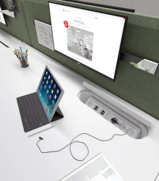 SANT'ANDREA - L-shaped sectional office desk with sound absorbing screens by ESTEL GROUP - view 3